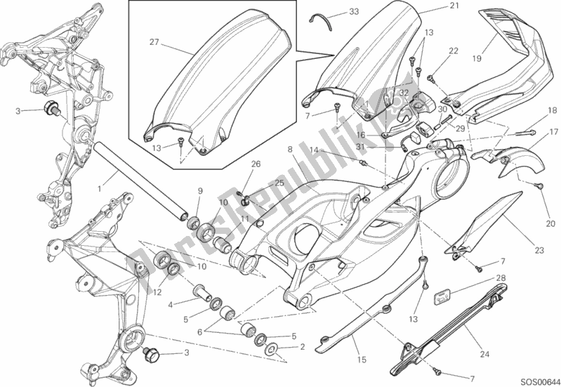 All parts for the Swing Arm of the Ducati Multistrada 1200 S GT 2013